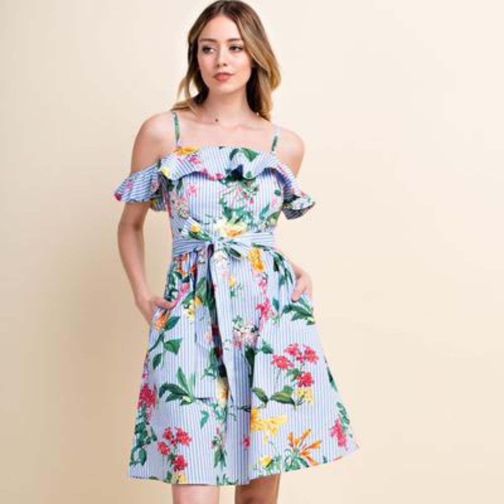 Sofia Floral/stripe summer dress